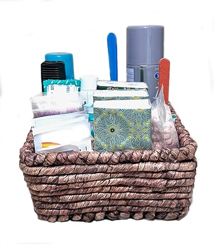With You in Mind, inc - Restroom Amenity Basket - Men/Micro - 25 or less guests (Unfinished Wooden Box) - Poueer