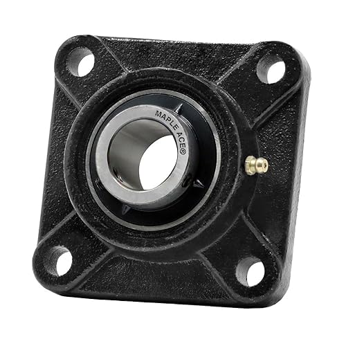 MAPLE ACE UCF209-28 Square Flange Bearing 1-3/4' Bore, 4-Bolt Self-Aligning, Solid Base, Heavy Duty (Qty 4) - Poueer