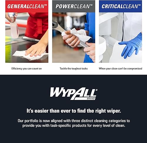 WypAll PowerClean ProScrub Heavy Duty Wet Towels (91371), Dual Action Cleaning, Large 9.5' x 12' Wipes, Bucket Included (6 Containers of 75 Sheets, 450 Sheet Total) - Poueer