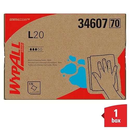WypAll GeneralClean L20 Cloths Medium Cleaning Wipes (34607), Brag Box, White (1 Pack of 176 Sheets, 176 Sheet Total) - Poueer