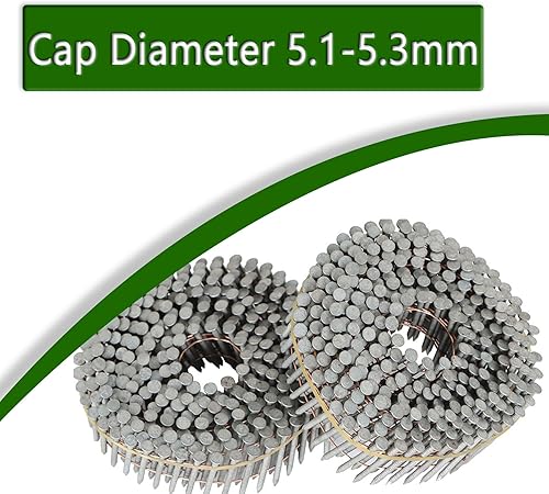 marddpair 1-3/4-Inch x .092-Inch Siding Nails 15-Degree Collated Wire Coil Full RoundHead Ring Shank Hot-Dipped Galvanized 3600 Count for Rough Nailing of Lathing and Sheathing Materials - Poueer