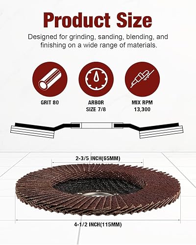 Flap Discs 4 1/2 for Angle Grinder, 4.5 x 7/8 Inch Sanding Grinding Wheels, 80 Grit Sanding Grinding Disc for Angle Grinder (20 Pack) - Poueer