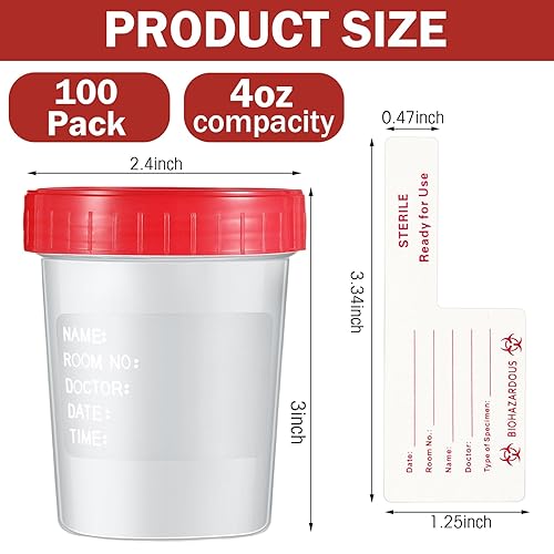 200 Pcs 200 Pcs Urine Specimen Cups with Lids and Evident Seal Urine Sample Cups Collection Cup Disposable for Collection and Testing (Blue Lids) - Poueer