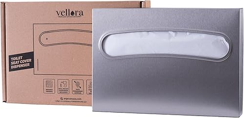 Toilet Seat Cover Dispenser - Enhanced Anti-Fingerprint Coating, HighQuality Stainless Steel, Wall-Mounted for Commercial Bathrooms - Holds 250 Seat Covers - Gold - Poueer