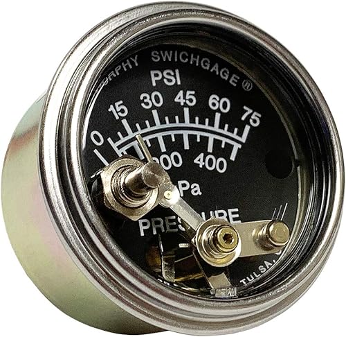 Murphy by Enovation Controls 20P7-75, 2' Pressure Swichgage w/Lockout, 0-75 psi (05703206) - Poueer