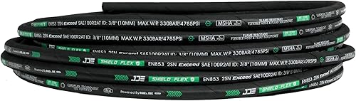 Haichy 1/4 in x 50 ft Hydraulic Hose, 5800 PSI, Black, Rubber, Hydraulic Hose, 1 each - Poueer