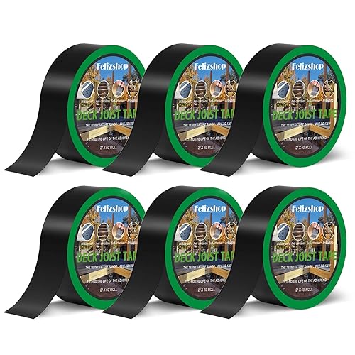 Butyl Joist Deck Tape, 2' X 50' Deck Joist Tape Waterproof Flashing Tape, Weather Resistance Self-Adhesive Joist Tape Decking for Deck Joist Beams Protection(12 Rolls) - Poueer