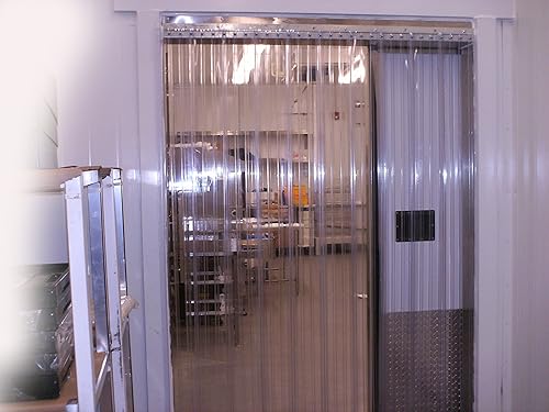 Strip Door Curtain - 72 in. (6 ft) Width X 108 in. (9 ft) Height - Ribbed Anti Scratch 8 in. Wide x .131 Thick Strips with 50% Overlap - Poueer