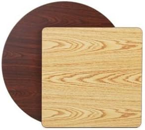Royal Industries Round Reversible Oak/Walnut Woodgrain Tabletop, 24' - Poueer