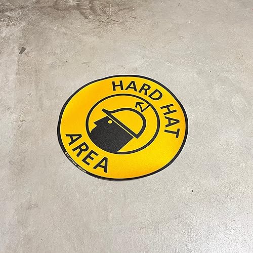 TRADESAFE Safety Glasses Required Anti-Slip Floor Sticker - Eye Protection Required Caution Sign, Peel and Stick Adhesive Vinyl Sign, ANSI-Compliant, 17” Diameter Round Sticker - Poueer