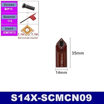 1Pcs S14X S16X SCACR SCBCR SCMCN SCACL SCBCL 06 09 L35 L45 L55 L65 L75 L85 L95 12mm 14mm 16mm CNC Turning Tools Toolholder Bar(S14X-SCACR09-L65) - Poueer