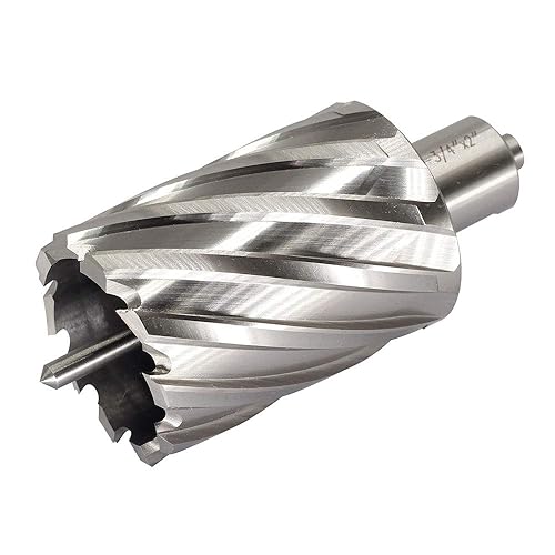 Annular Cutter JESTUOUS 3/4 Inch Weldon Shank 1-3/4 Cutting Diameter 2 Cutting Depth with Pilot Pin Slugger Bits Two Flat HSS Kit for Magnetic Drill Press,1 Piece - Poueer