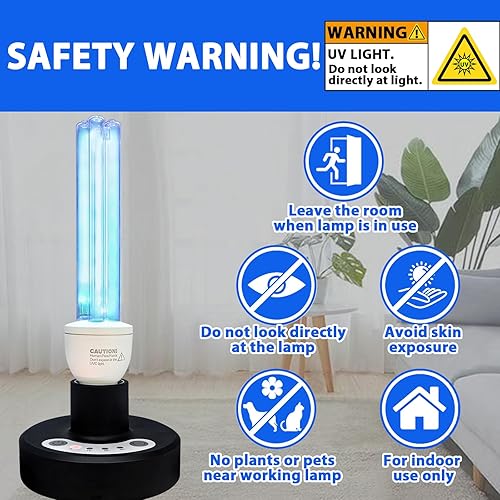 BAIMNOCM 50 Watt UV Light, UVC Germicidal Lamp with E26 Base and Remote Control, Home Disinfection Device UV Light Bulb for Basement/Bedroom/Kitchen, 2x25W Ultraviolet Light Lamp - Poueer