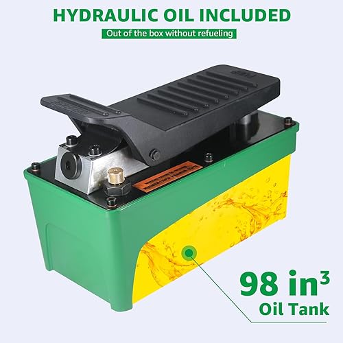 10,000 PSI Hydraulic Pump,Hydraulic Foot Pump(Single Acting),Air Actuated Treadle Foot Pump Green - Poueer
