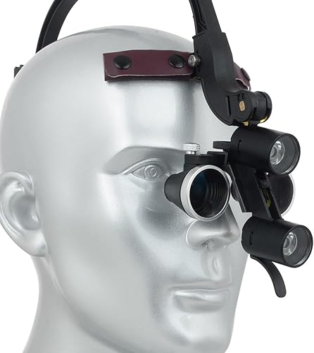 5W Binocular Loupes Glasses Headband Magnifier 2.5X 3.5X Dental Binocular Magnifier LED Head Light Lamp for Magnification Binocular Loupes Dentist Surgical Headlight Lab Equipment (3.5X) - Poueer