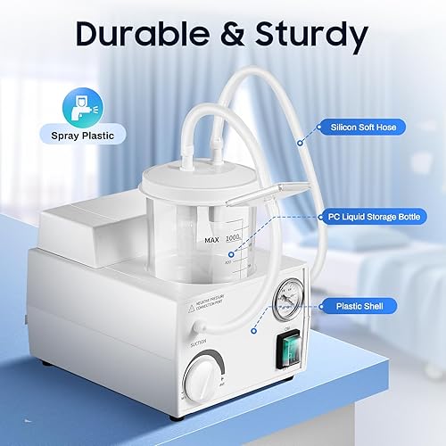 1000ML Electric Suction Machine, Portable Veterinary Suction Machine for Home Use 110V (B) - Poueer