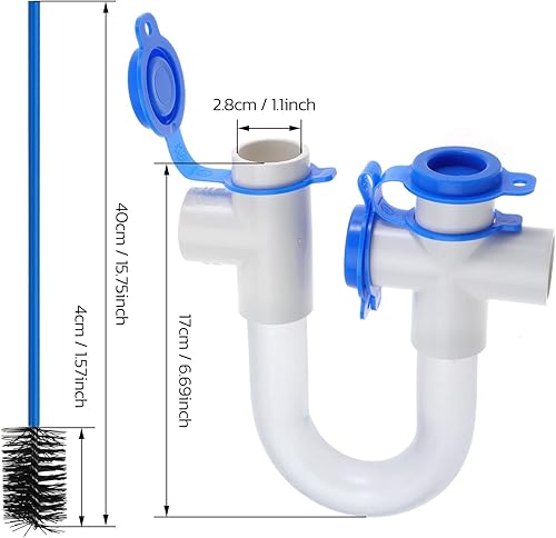 4Pack 3/4' Standard Condensate Trap with 19' Cleaning Brush PVC Transparent U Trap for HVAC Systems, Air Conditioner, Effectively Drains Condensate - Poueer