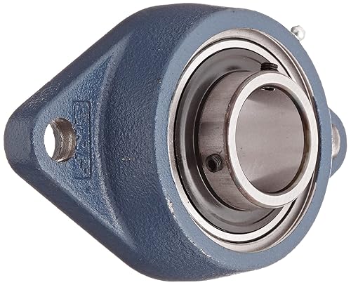 SKF FYTB 15 TF Ball Bearing Flange Unit, 2 Bolts, Setscrew Locking, Regreasable, Contact Seal, Cast Iron, Metric, 15mm Bore, 76.5mm Bolt Hole Spacing Width - Poueer