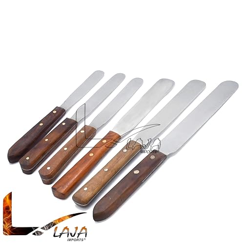 6-Piece Wooden Handled Straight Spatula Set for Educational Use - Poueer