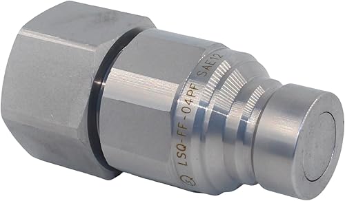 1/2'' NPT Flat Face Hydraulic Quick Connect Coupling Set Skid Steer Loader Quick Disconnect Coupler with Dust Caps ISO12.5 - Poueer