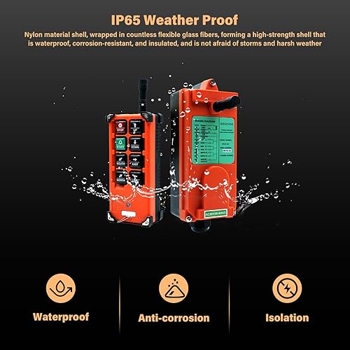 F21-E1B Crane Industrial Remote Control 8 Button Industrial Wireless Remote Control 2 Transmitters Radio Remote Control 12V-440V Hoist Lift Controller (2 Transmitter + 1 Receiver Orange) - Poueer