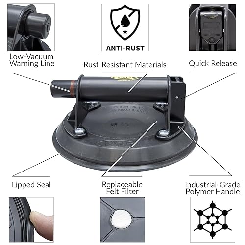 Wood's Powr-Grip N4000 8' Flat Vacuum Cup with ABS Handle - Poueer