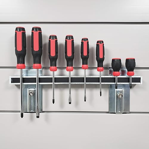Crownwall Slatwall Steel 16' Magnetic Tool Bar - 2 Pack - Poueer