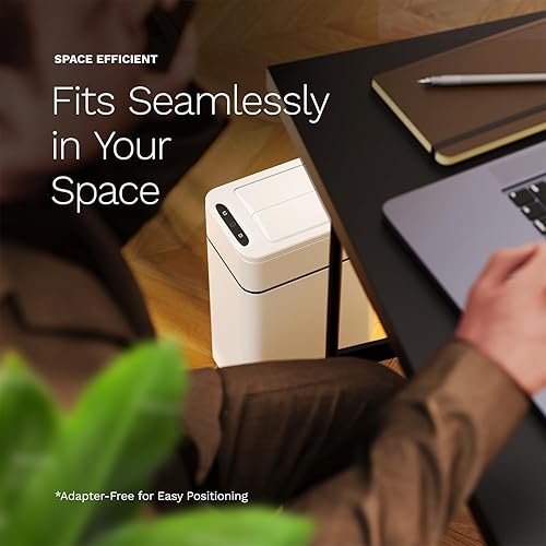 hOmeLabs - 13 Gallon Kitchen Trash Can - Retractable Automatic Sensor Butterfly Lid, Space-Saving Design, Easy to Clean, Battery-Operated with Batteries Included - Stainless Steel - Poueer