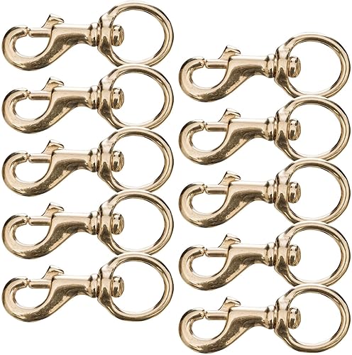Jeffers Round Eye Solid Brass Bolt Snap, 1 1/4' x 4 3/4', 10 pk - Poueer