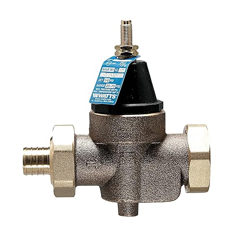 Watts LFN45B Series 3/4' Lead-Free Cast Copper Silicon Alloy Water Pressure Reducing Valve, Double Union Solder Inlet and Outlet, Elastomer Disc, Adjustable Pressure 25 to 75 psi, Maximum 400 psi - Poueer