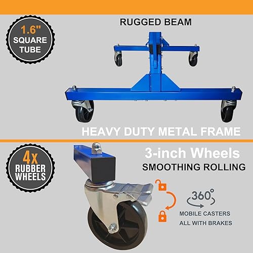 Heavy - Duty Wire Pulling Cart, 5 - Level Axles Professional Wire Spool Dispenser, for Bulk Cable Handling, 55 L x 30 W x 40 H inches, Blue - Poueer