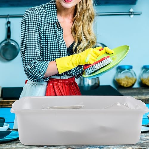 4-Pack 35 L Bus Box, Plastic Utility Bus Tub, Commercial Dish Pan, White - Poueer