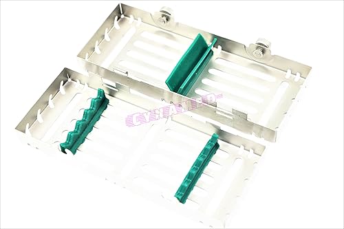 2 Sterilization Cassettes with Double Button Detachable for 5 Instruments German Grade AUTOCLAVABLE CYNAMED - Poueer