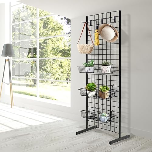 6' x 2' Grid Panel Tower with T Base and Footbeds, White Finish - Poueer