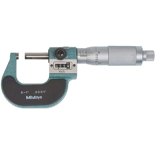 Mitutoyo 193-211 Digit Outside Micrometer, Inch, Friction Thimble, 0-1' Range, 0.0001' Graduations, +/-0.0001' Accuracy - Poueer