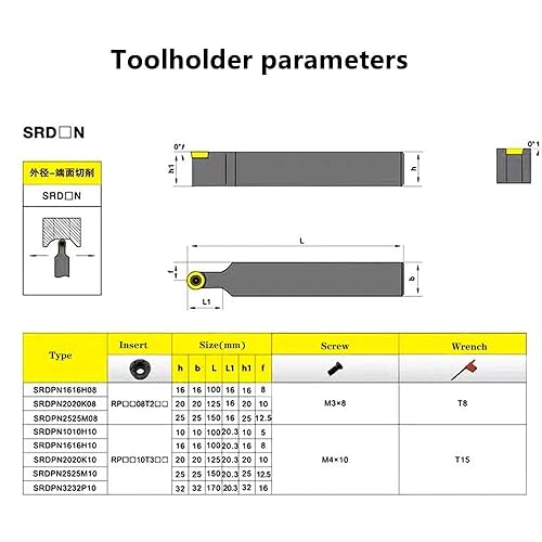 10pcs RPMT10T3 Indexable Carbide Inserts Milling Cutter with 1/2',5/8',' SRDPN Indexable Tool Holder Metal Lathe Cutting Tools (SRDPN1212H10+SRDPN1616H10+RPMT10T3) - Poueer