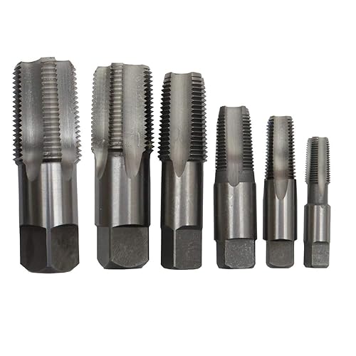 Drill America DWTHS1/4-1-1/4SET 6 Piece NPT Pipe Tap Set in Wooden Case (1/4 ', 3/8 ', 1/2 ', 3/4 ', 1 ' and 1-1/4 '), High Speed Steel, DWT Series,Small - Poueer