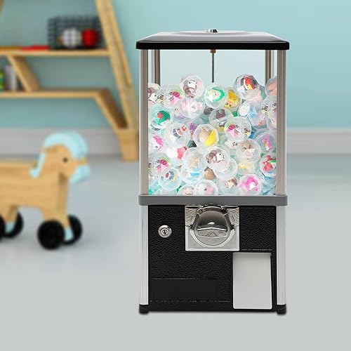25-Cent Vending Machines for Kids, 20inch Large Gumball Vending Machine Commercial Vending Machine Candy Vending Machine with 1.77-1.97inch Window Capacity, Black - Poueer