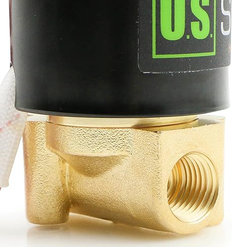 U.S. Solid 3/8' Electric Solenoid Valve 12-VDC, VITON Gasket, Air, Gas, Fuel Normally Closed - Poueer