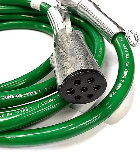 15 Ft, 7 Way Plug, ABS Straight Cable Assembly, Green, 4/12, 2/10, 1/8 Gauge Cable, Made in USA - Poueer