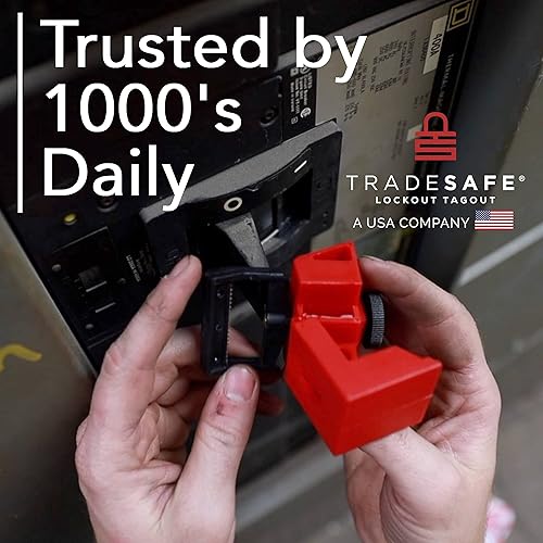 TRADESAFE Circuit Breaker Lockout Device, 10 Pack, 120/277 Volt, Clamp-on Single Pole Breaker Lock Out Device, OSHA Compliant, Premium Grade, Medium - Poueer