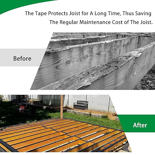 Butyl Joist Deck Tape, 2' X 50' Deck Joist Tape Waterproof Flashing Tape, Weather Resistance Self-Adhesive Joist Tape Decking for Deck Joist Beams Protection(12 Rolls) - Poueer