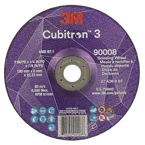 3M Silver Cut-Off Wheel, 87458, T1, 3 in x .035 in x 3/8 in, Pack of 25, Precision Shaped Grain, Pipe Cutting, Stainless and Mild Steel, Metal Fabrication, Metalworking - Poueer