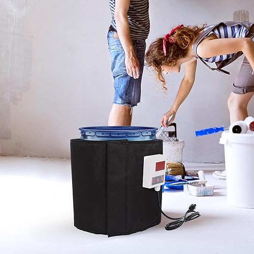 5 Gallon Honey Bucket Heater, 110v 400w Honey Bucket Blanket Pail Heater with Temperature Control 68-230℉, Adjustable Honey Electric Bee Blanket with Fixed Thermostat - Poueer