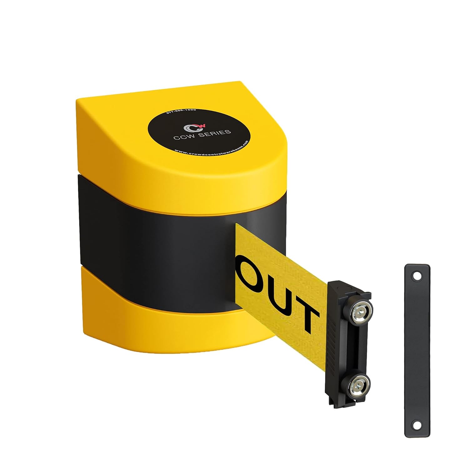 CCW Series WMB-230 Magnetic Wall Mount Retractable Belt Barrier (30 Foot Belt, Yellow with'Caution - DO NOT Enter' Black Letters Belt with Yellow ABS Case) - Poueer