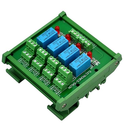 Electronics-Salon DIN Rail Mount 4 DPDT Signal Relay Interface Module, DC 5V Version. - Poueer