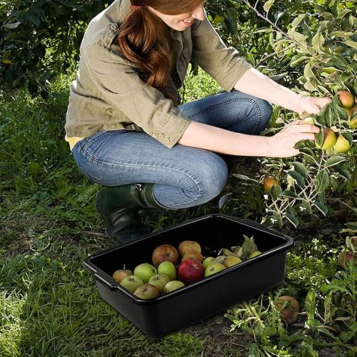 3-Pack 13 L Plastic Commercial Tote Box with Lid, Bus Tubs/Bus Box, Gray - Poueer