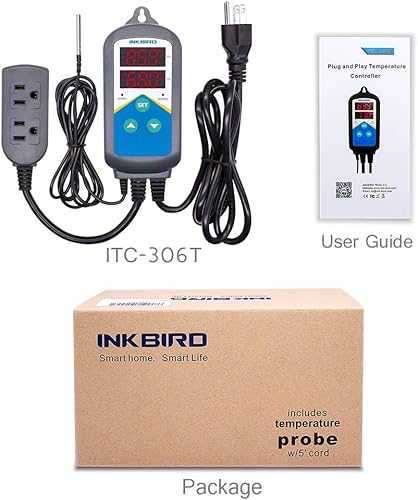 Inkbird ITC-306T Pre-Wired Electronic Heating Thermostat Temperature Controller and 24 Hours Digital Day & Night Cycle Timer Controller for Seed Germination Reptiles Hatching - Poueer
