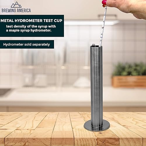 Maple Syrup Hydrometer Kit with Test Cup Testing Kit: Metal Cup, American-Made Syrup Hydrometer and Cleaning Brush by Brewing America - Poueer