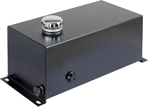 Field Tuff 10 Gallon 14 Gauge Welded Steel Hydraulic Fluid Reservoir Tank with 2 Inch Suction Port and 0.75 Inch Return Port, Black - Poueer